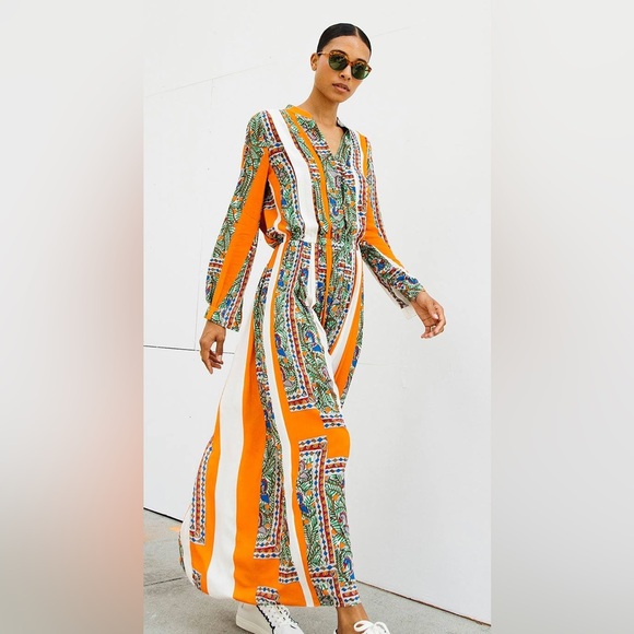 New $598 Tory Burch Long Sleeve Print Midi Dress - Picture 2 of 8